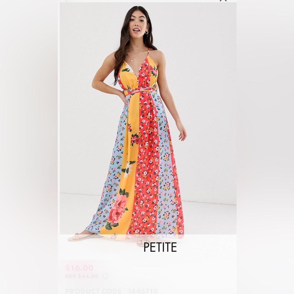 Petite patchwork maxi dress